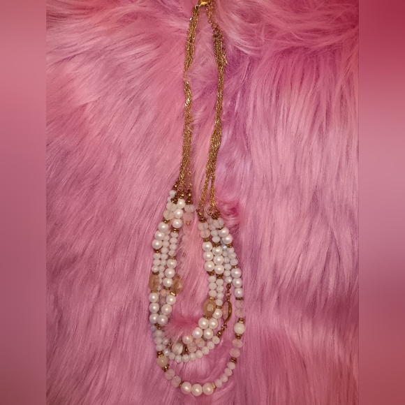 Pearl Crystal Rhinestone Multi-Strand Necklace - Picture 6 of 6